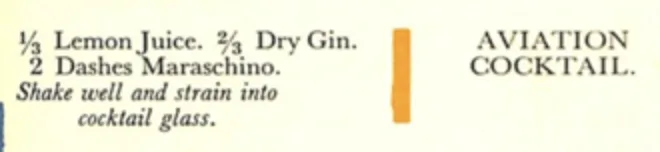 La ricetta dell'Aviation di Craddock (Savoy Cocktail Book - 1930)