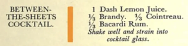 La ricetta del Between The Sheets nel Savoy Cocktail Book del 1930