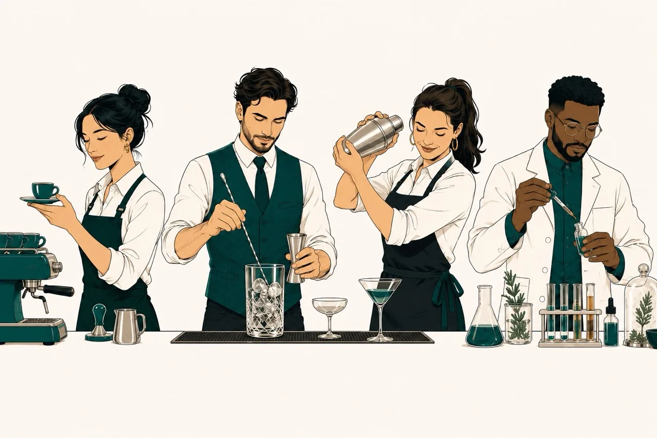 Barman, bartender, barista, mixologist: le differenze