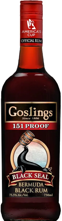 Bottiglia di rum overproof Goslings Black Seal 151 Proof