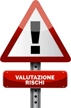 Cartello stradale triangolare con punto esclamativo e la scritta Valutazione rischi
