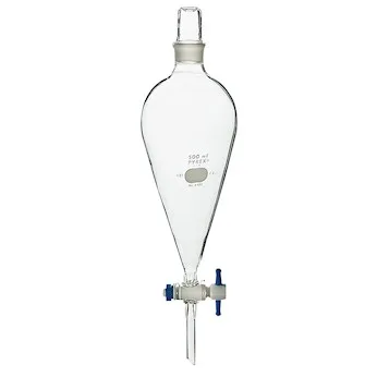 Imbuto separatore da laboratorio in vetro con rubinetto