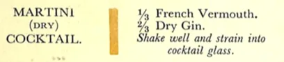 La ricetta del Dry Martini nel Savoy Cocktail Book di Harry Craddock, 1930