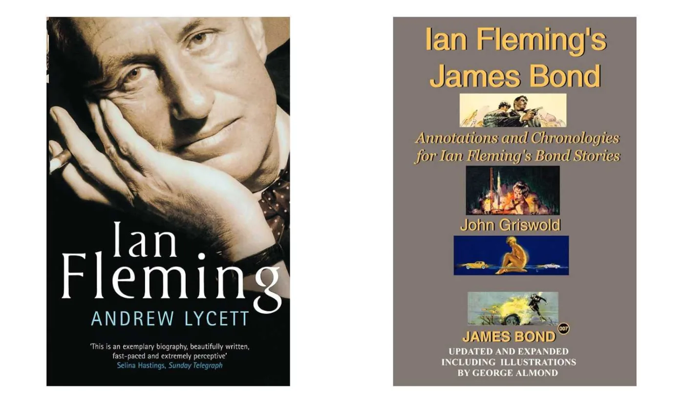Le copertine di due libri: Ian Fleming di Andrew Lycett e Ian Fleming's James Bond di John Griswold